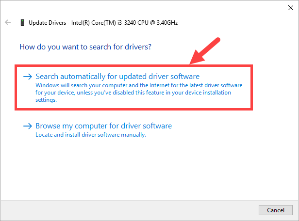 how to update cpu drivers intel