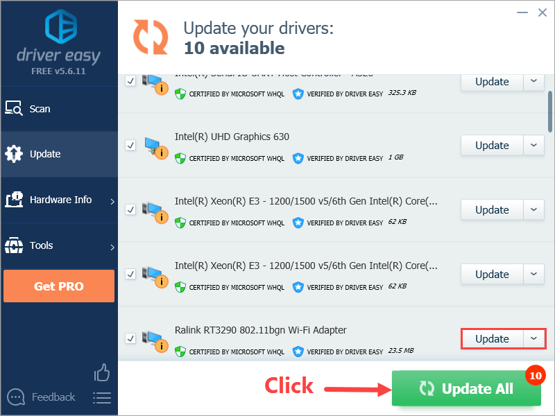 Driver Easy Update all drivers