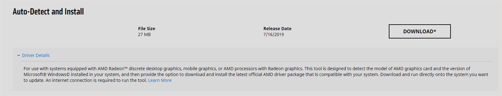 amd graphics auto detect