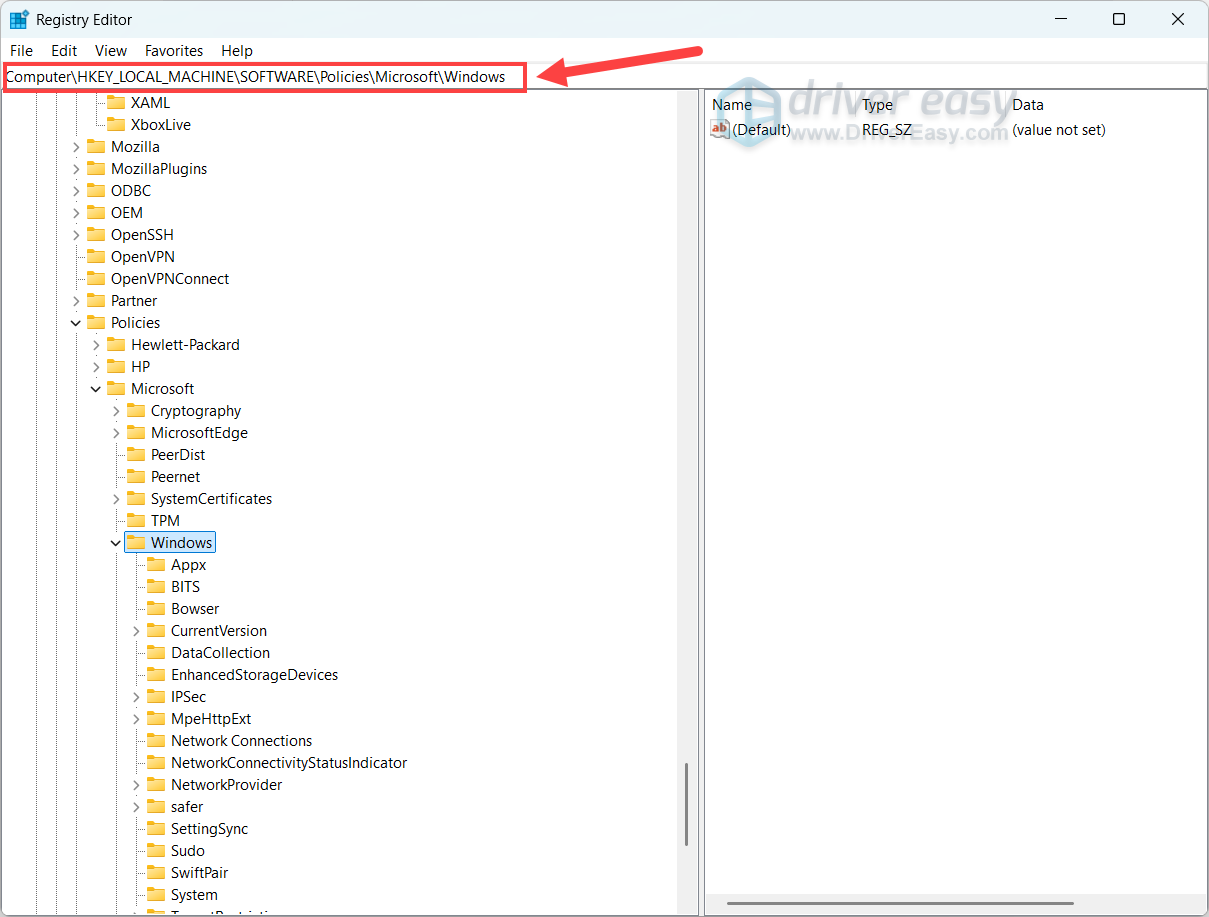 disable auto driver update in windows registry editor