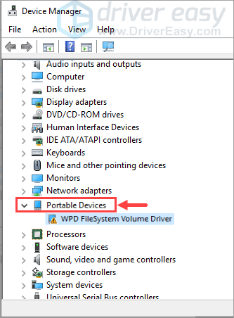 what is wpd filesystem volume driver installation