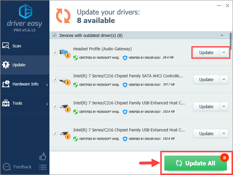 Update drivers with Driver Easy