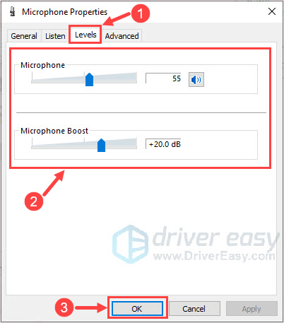 Adjust microphone volume