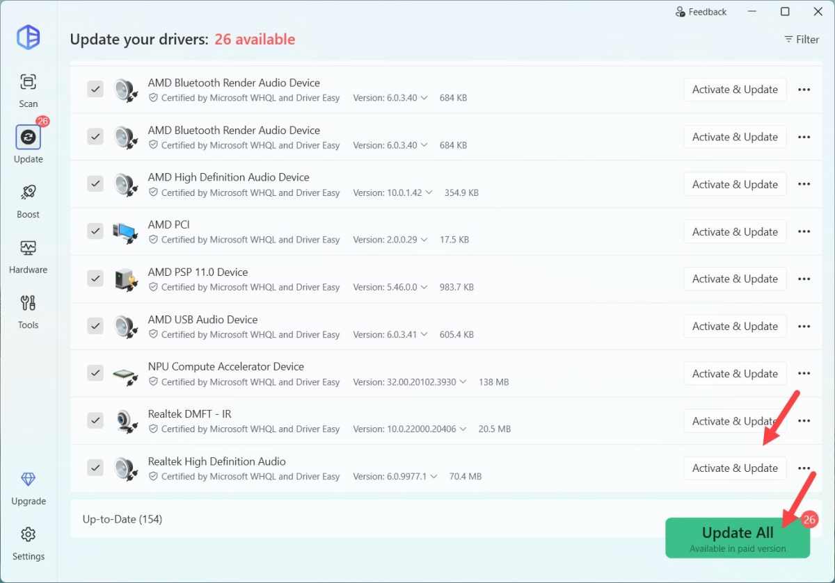 update windows audio driver automatically with driver easy