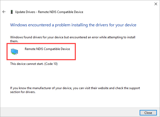 remote ndis compatible device driver windows 10