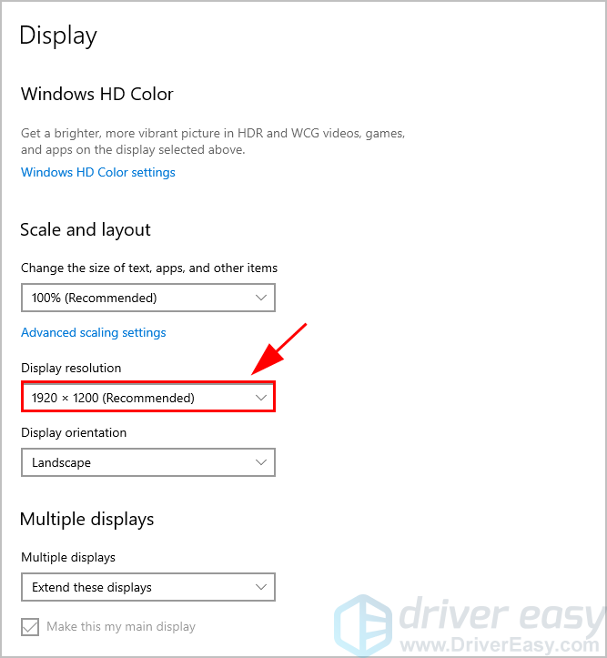 windows 10 advanced display settings missing