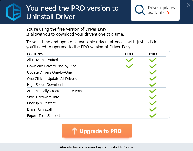 Remove nvidia drivers. NVIDIA Driver Uninstall. Driver upgrade. Upgrade to Pro Version. Driver easy Pro create a restore point.