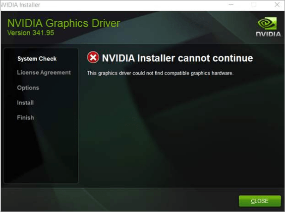 nvidia graphics driver install failing