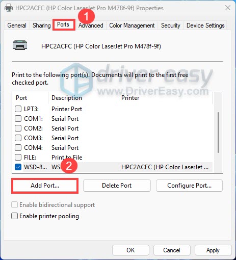 switch printer ports
