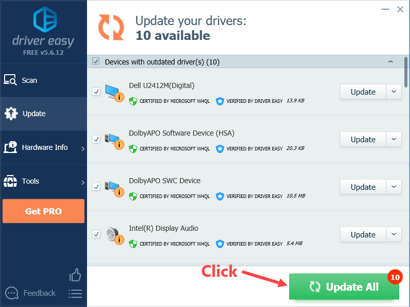 Update all of your drivers by just 1 click with Driver Easy