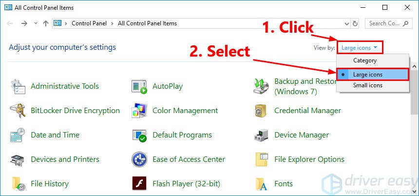 view control panel bycategory