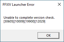 unable to complete version check ffxiv pc