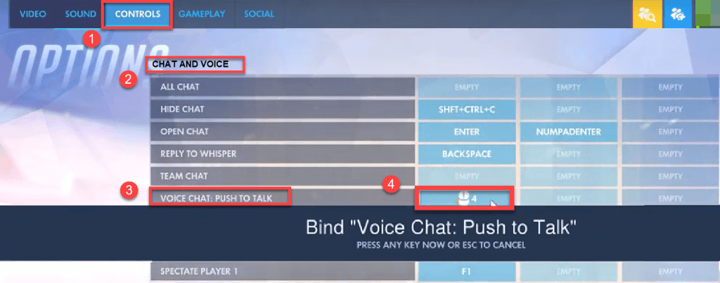 overwatch push to talk button on pc