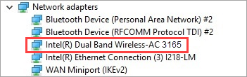 intel dual band wireless ac 3165 cannot start