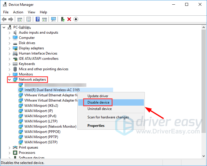 intel dual band wireless ac 3165 not working