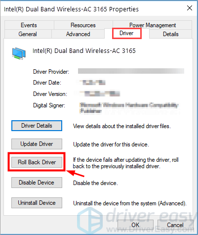 dual band wireless ac 3165 network support