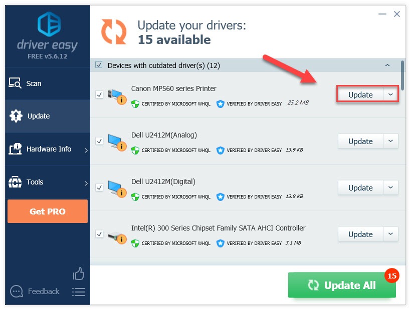 canon mp560 driver error