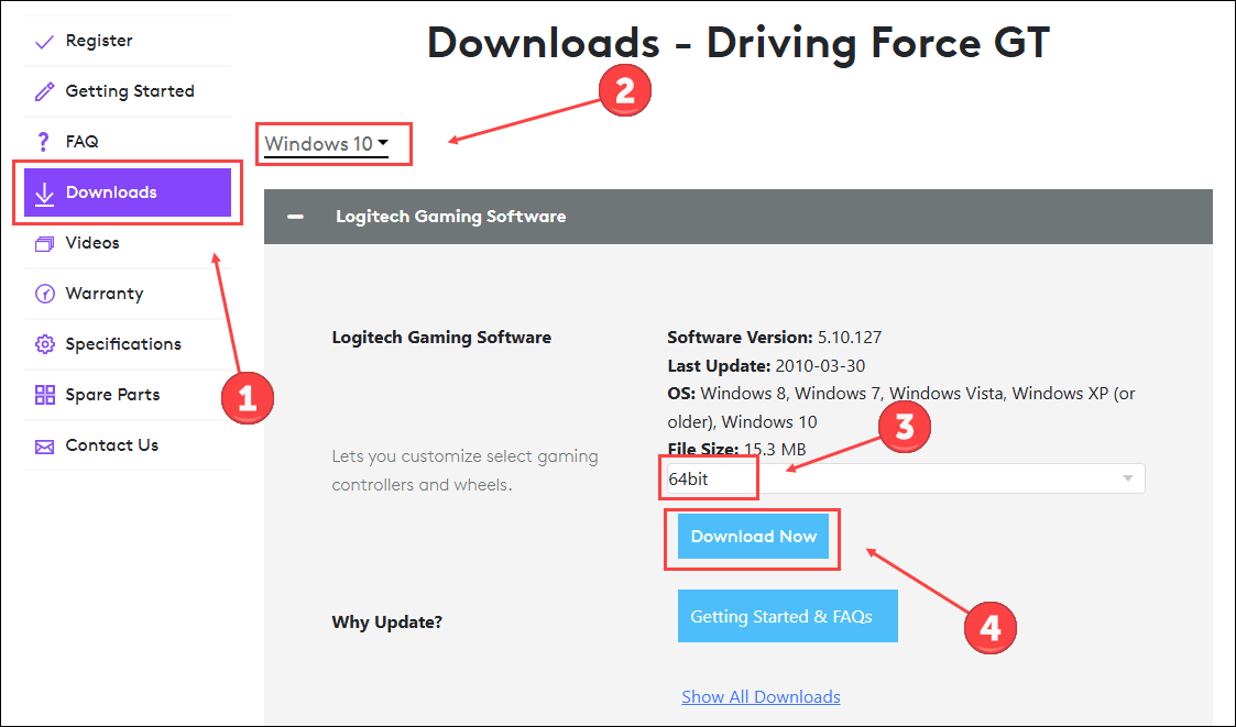 Logitech Driving Force GT Driver Download for Windows 7/10