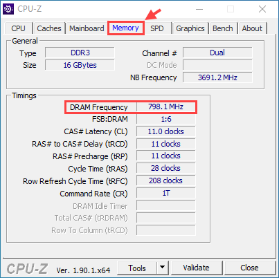 how to check memory frequency