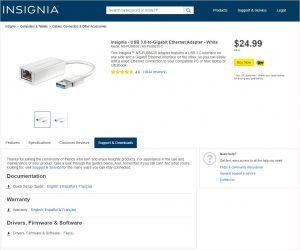 insignia usb to ethernet adapter windows 10 driver