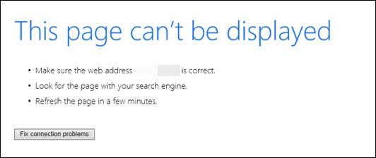 internet explorer 8 cannot display the webpage