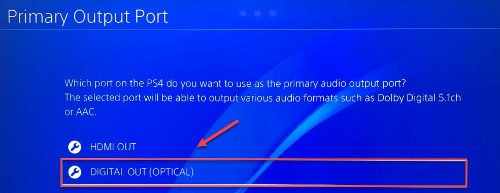 Playstation 4 hot sale sound output