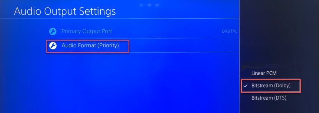 playstation 4 audio output settings