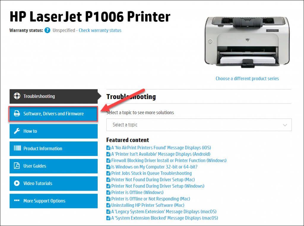 download driver printer hp laserjet p1006 windows 10