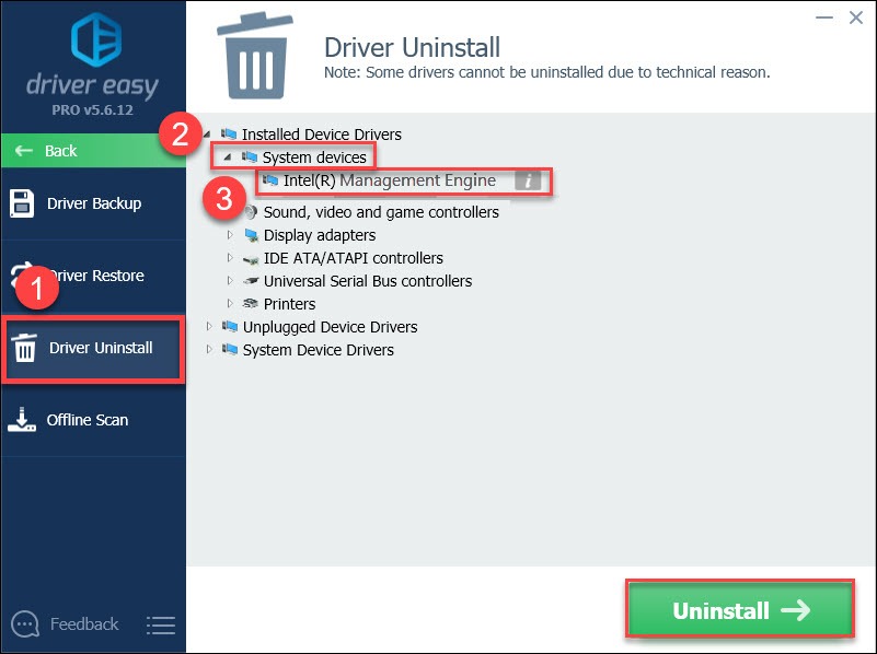 intel management engine driver windows 10 uninstall