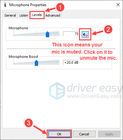 microphone boost not showing