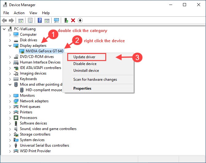 update your drivers with device Mangager