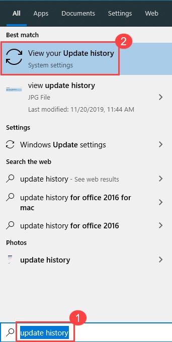 view your update history