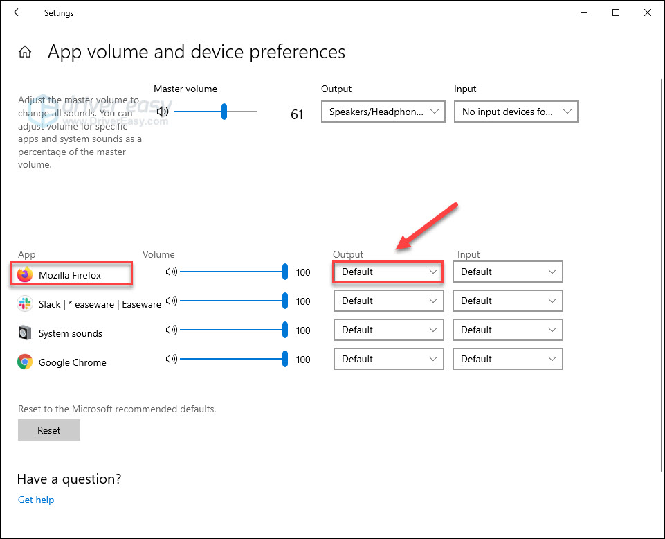 firefox change audio output