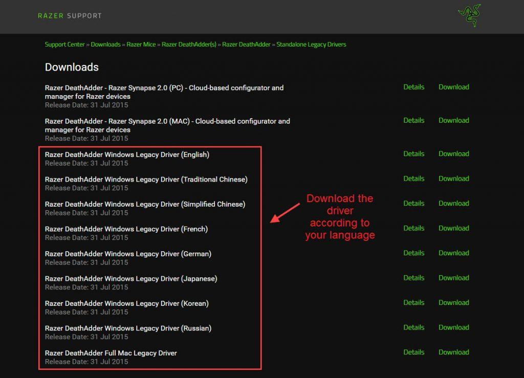 download razer deathadder software