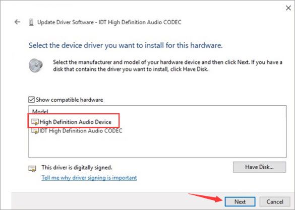 idt audio driver windows 10 not working