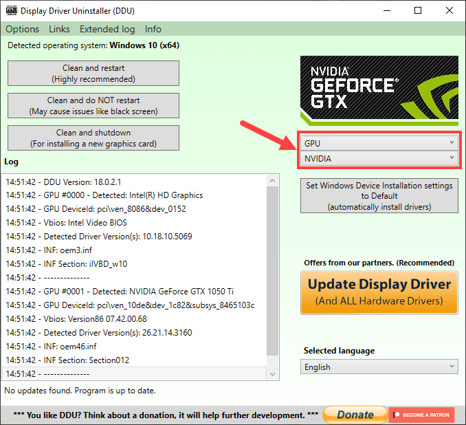 nvidia graphics driver install fails windows 10