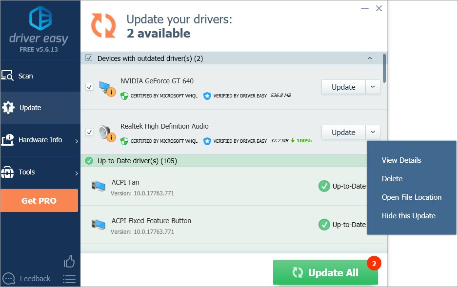 where to find driver setup file windows 10