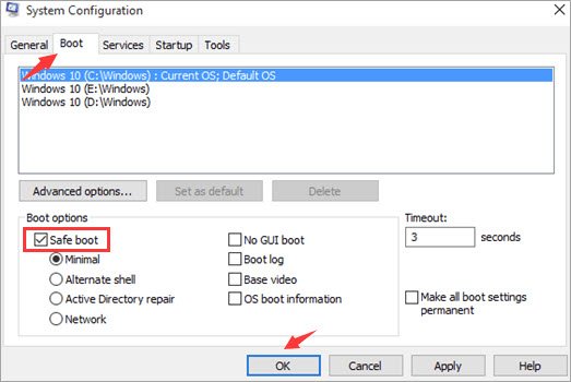 windows safe mode with networking not working