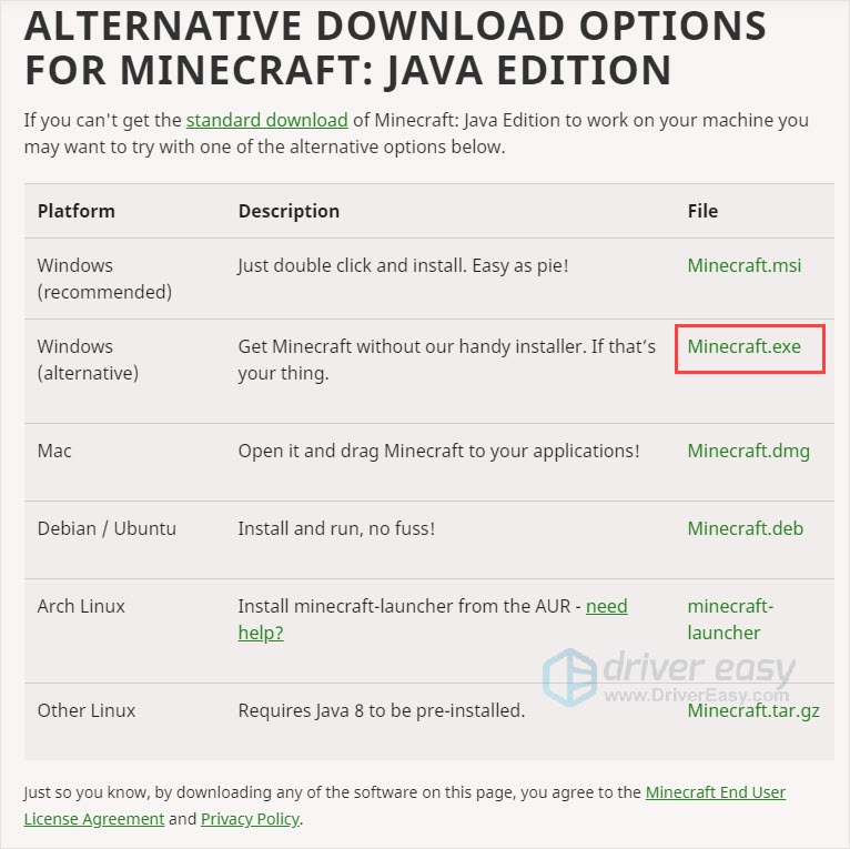 unable to download update minecraft native launcher