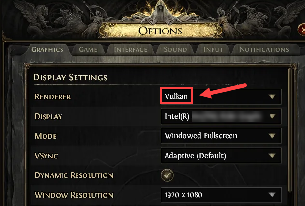 switch from directx 12 to vulkan in path of exile 2