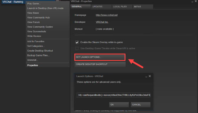 Modify Steam Launch Options to fix VRChat  stuck on loading on Quest 2