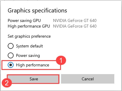 set Battlefield V to high performance