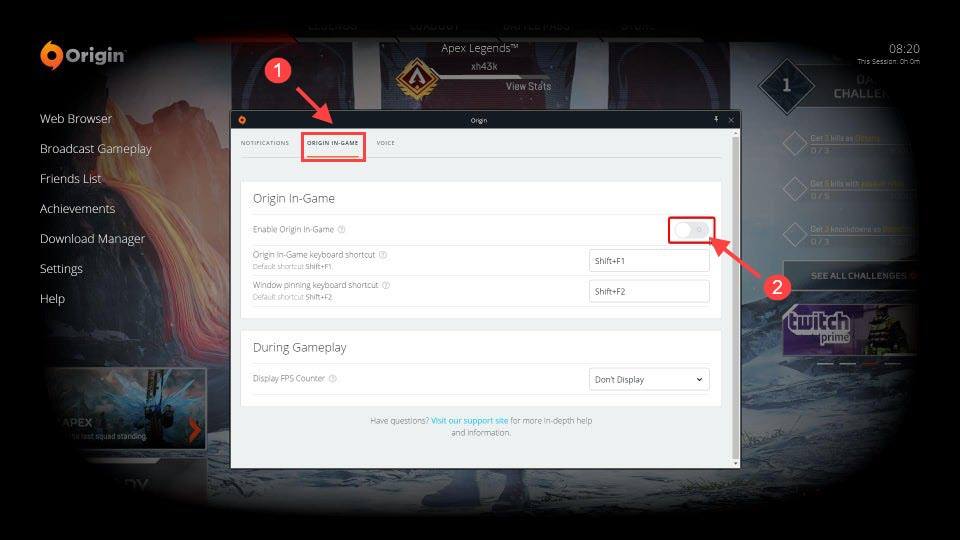 turn off origin in game