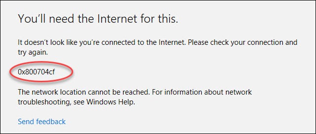 Fix 0x800704cf error when accessing the Microsoft Store on Windows 10