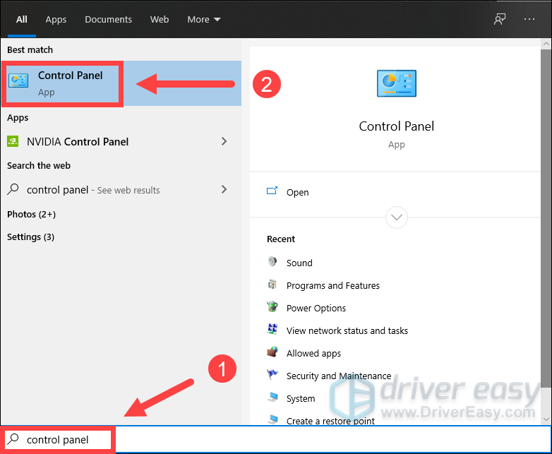 open control panel set the audio device as the default device