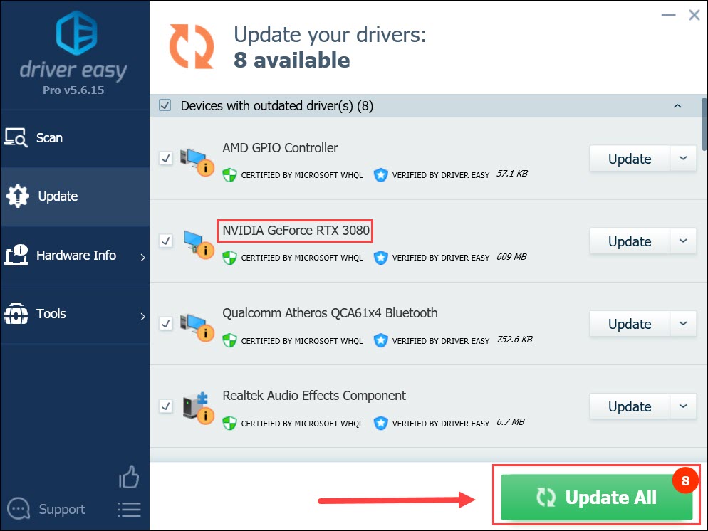 Update graphics drivers with Driver Easy