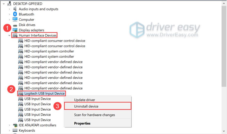 remove device logitech options