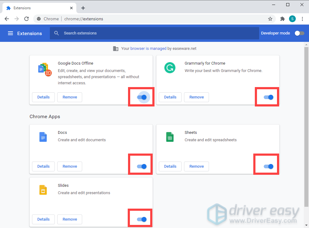 disable extensions in Chrome