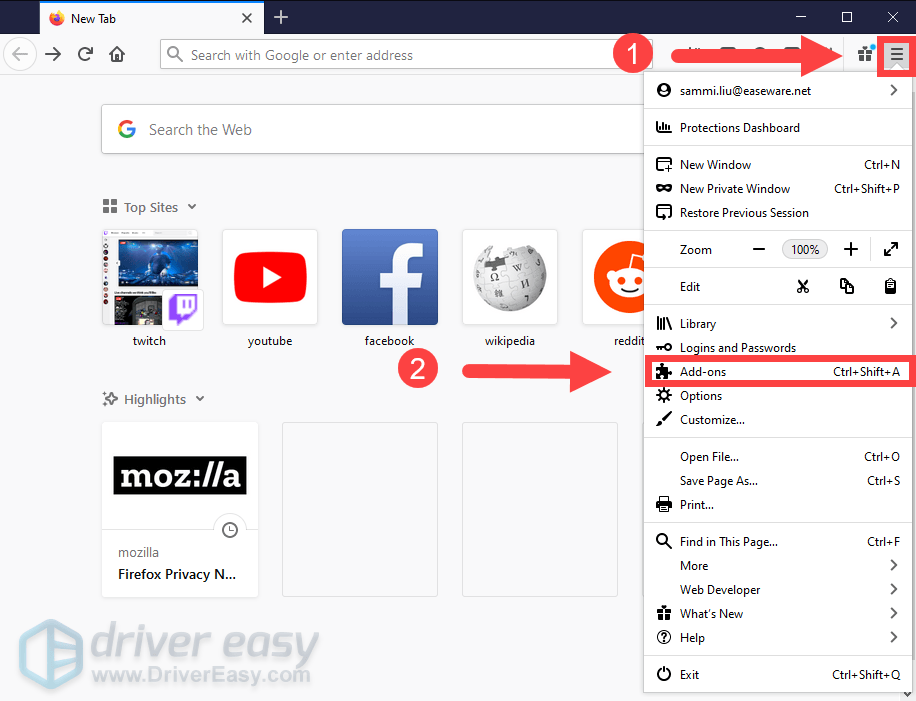 disable extensions in Firefox
