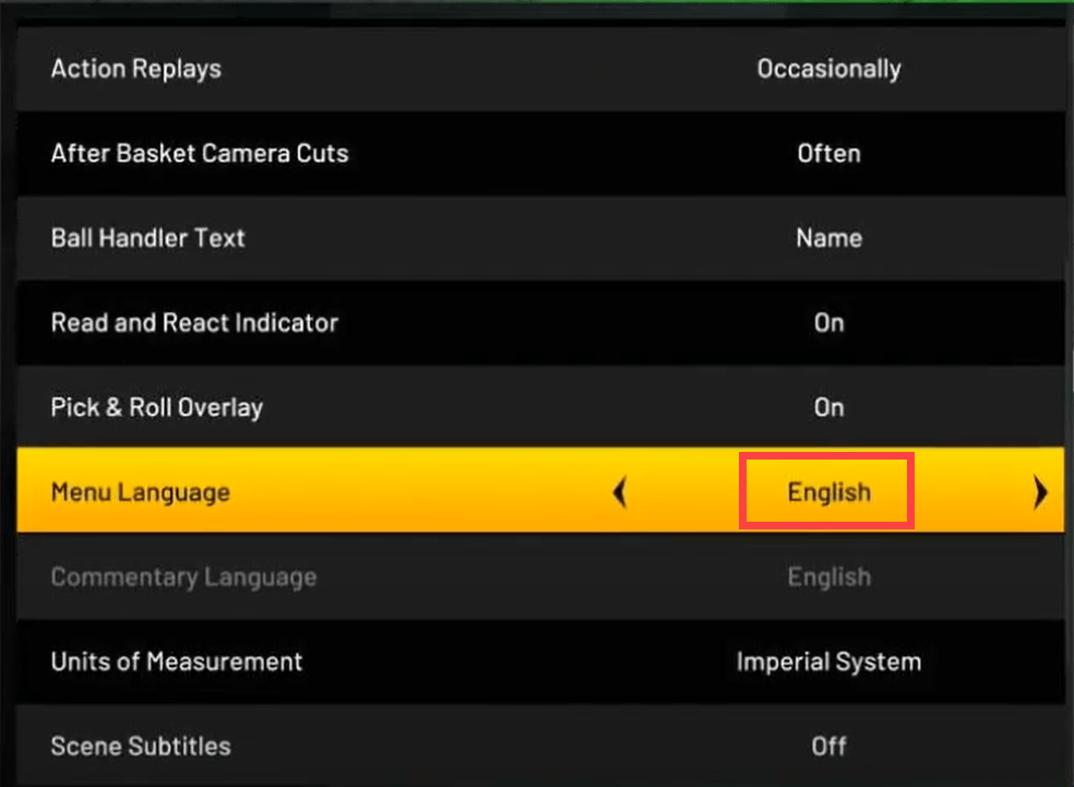 set the language into English NBA 2K21 Green Glitch